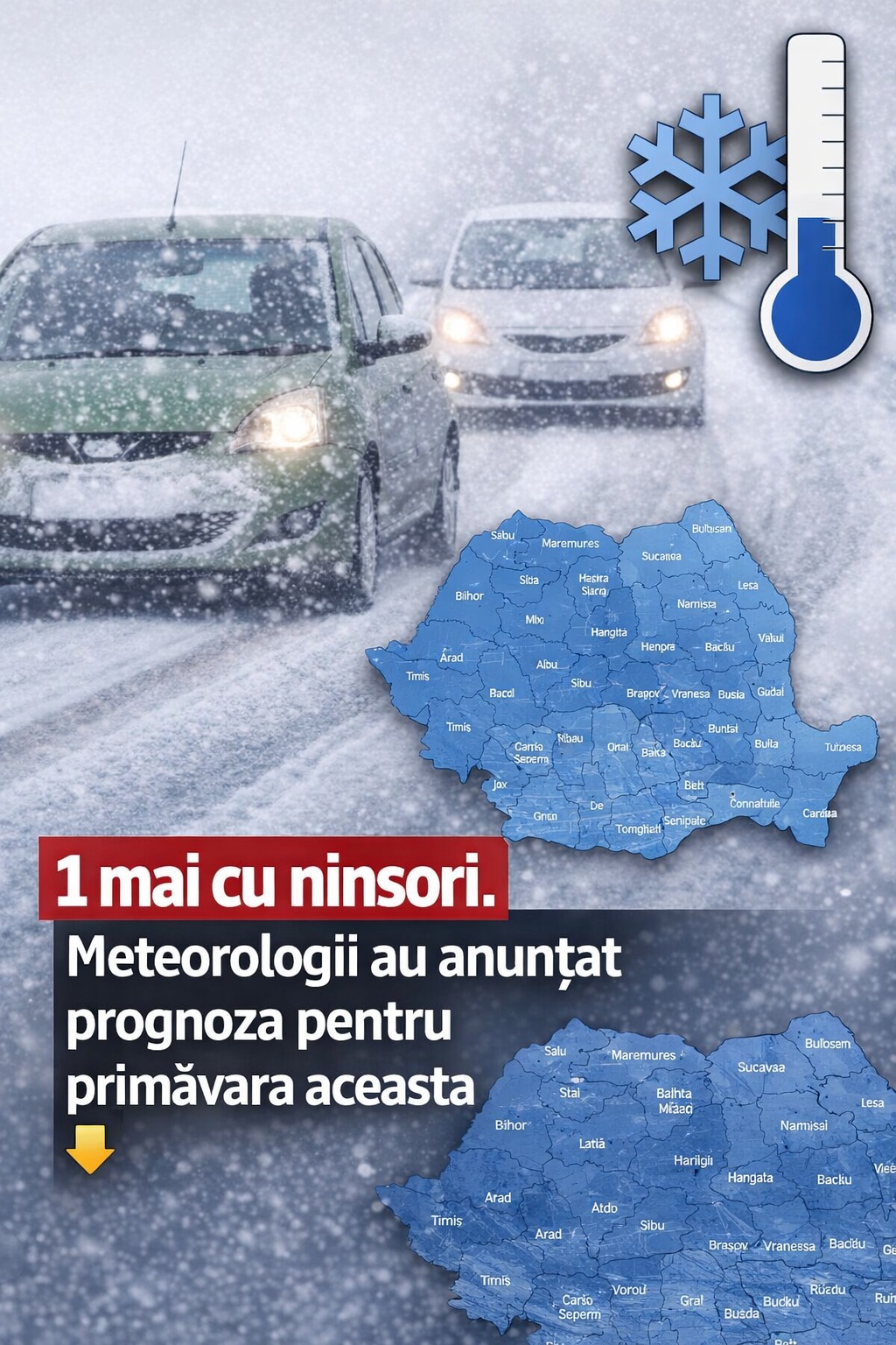 Prognoza meteo primăvara 2026: ninsori în aprilie la munte și ploi frecvente în mai multe regiuni