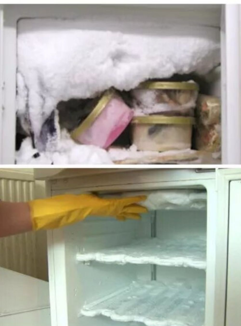 Cum să cureți rapid congelatorul plin de gheață