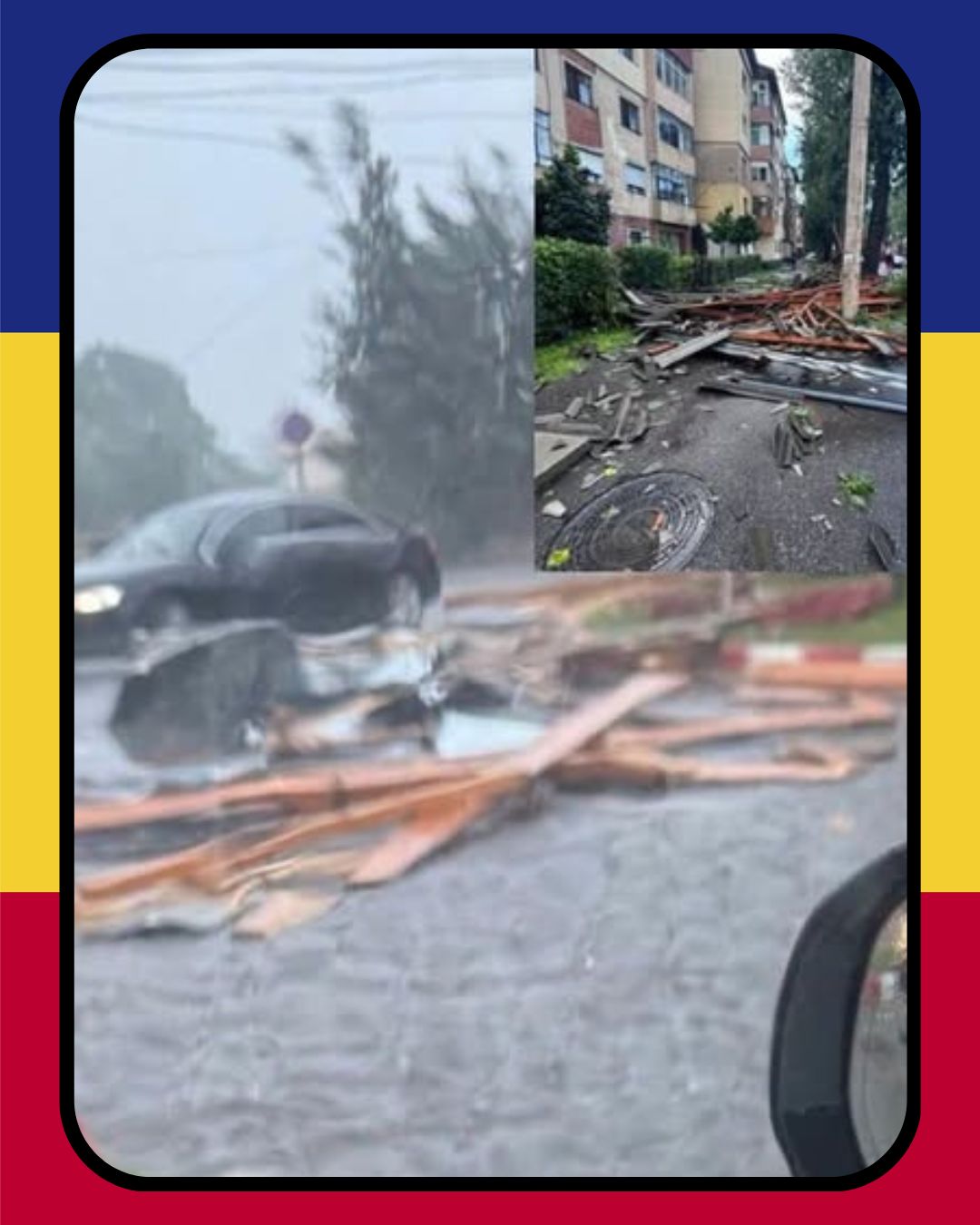 Rafalele puternice au provocat pagube serioase 🌬️ Un acoperiș a fost smuls și aruncat în stradă, unde s-a prăbușit, iar o persoană a…
