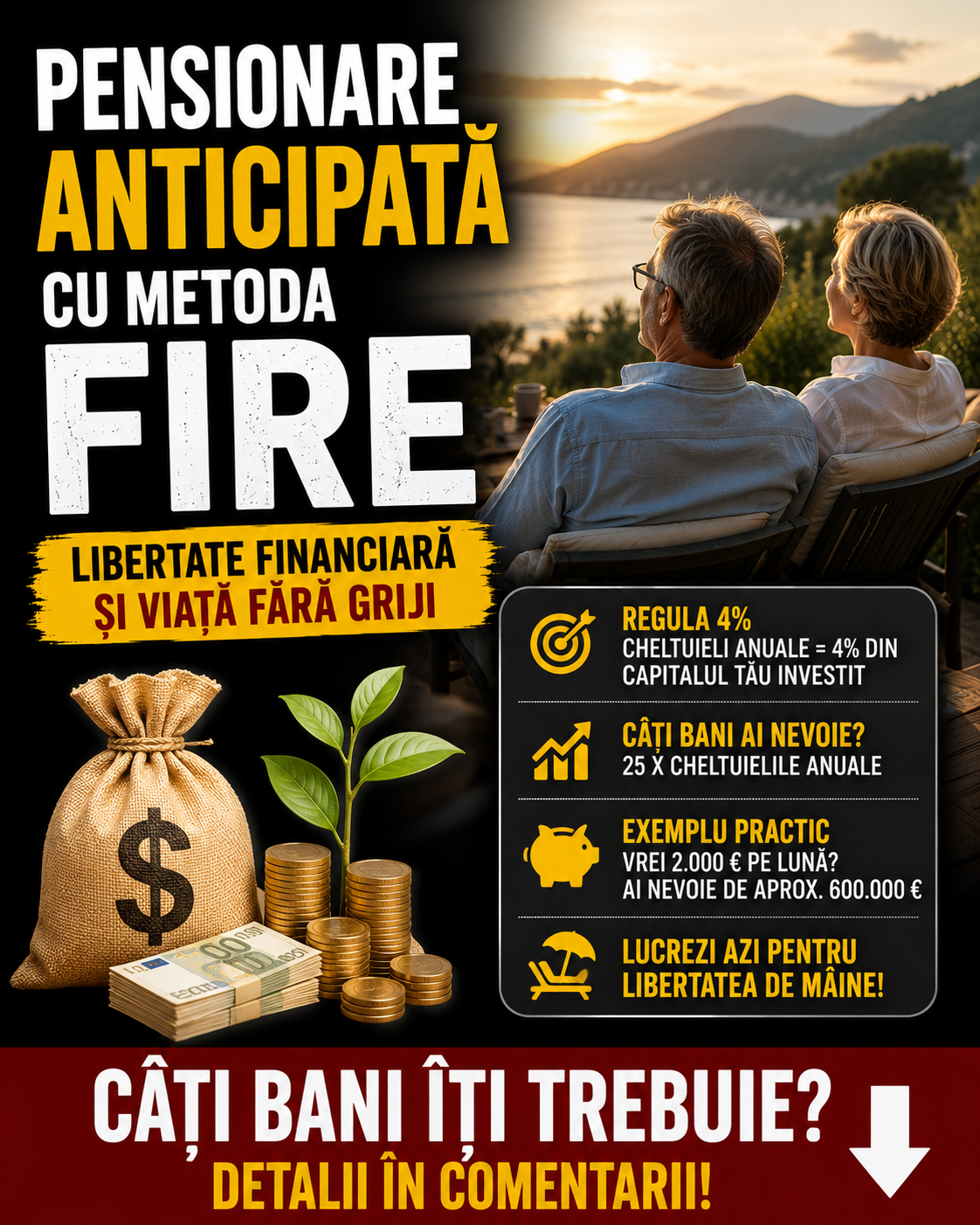 Pensionare anticipată cu metoda FIRE. Câți bani îți trebuie – detalii în comentarii