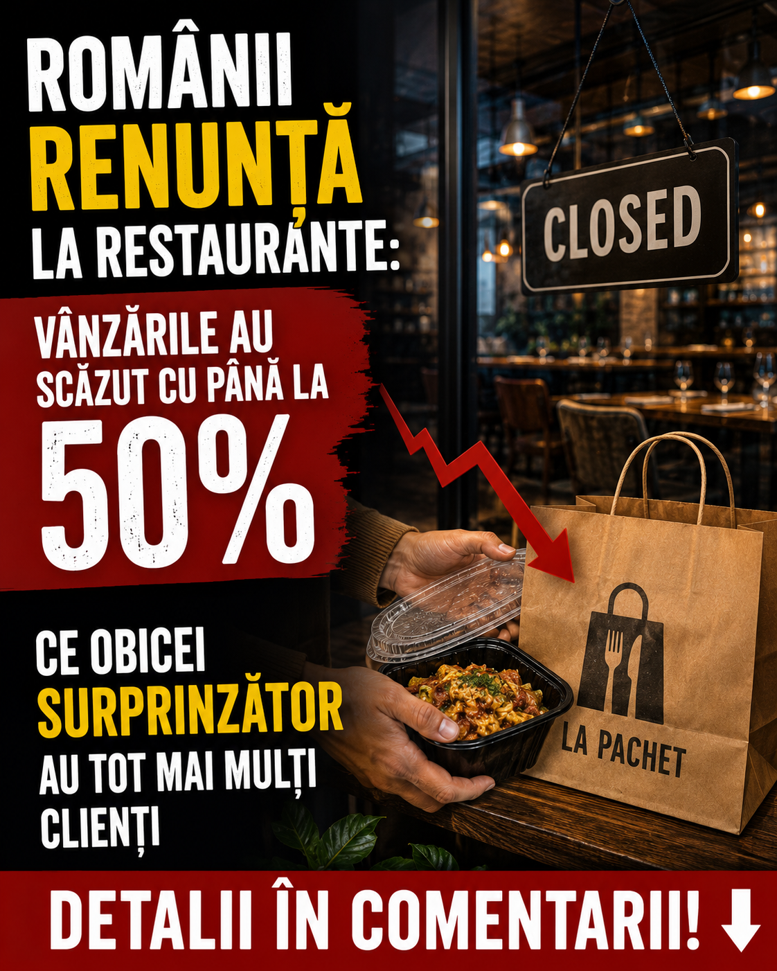 Românii renunță la restaurante: vânzările au scăzut cu până la 50%. Ce obicei surprinzător au tot mai mulți clienți