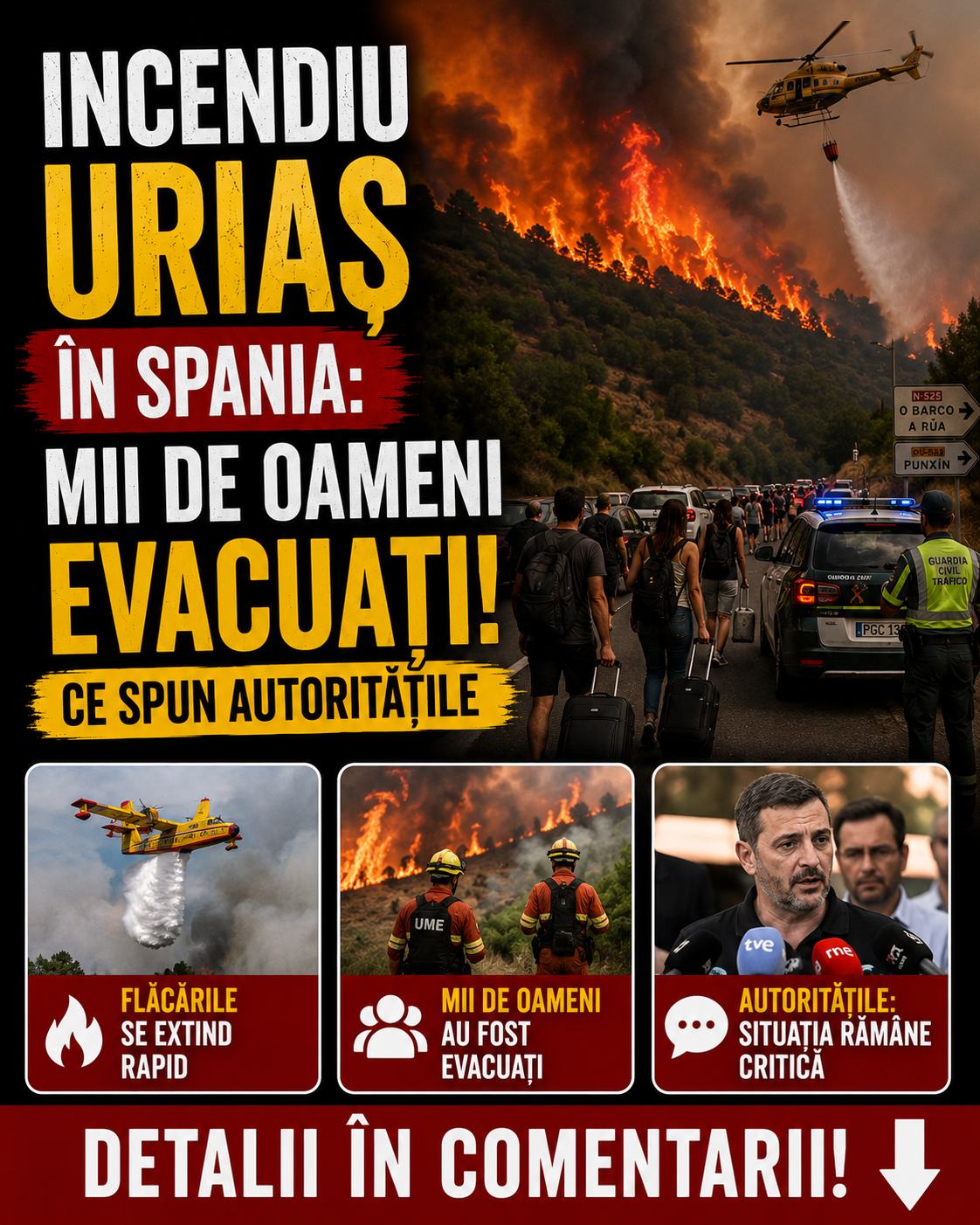 Incendiu uriaș în Spania: mii de oameni evacuați. Ce spun autoritățile – detalii în comentarii