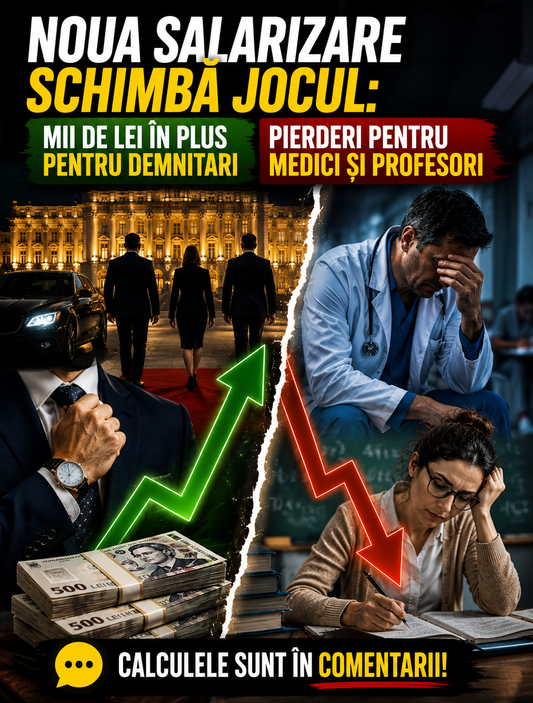 Noua salarizare schimbă jocul: mii de lei în plus pentru demnitari, pierderi pentru medici și profesori