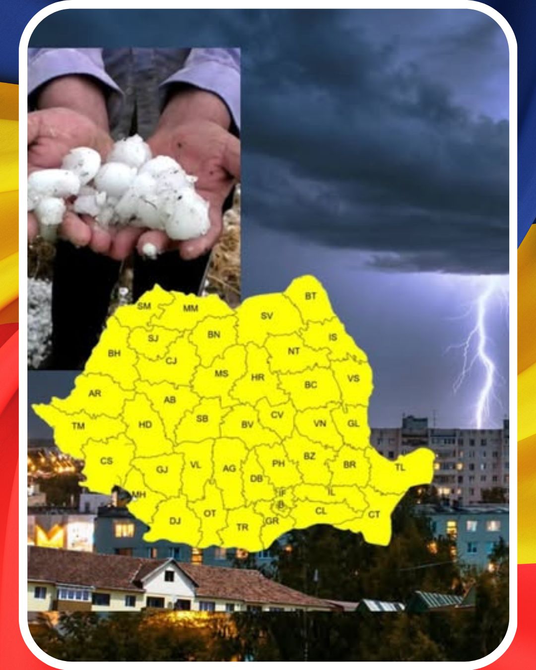 Breaking. ANM a emis cod galben de furtuni, grindină mare și vijelii