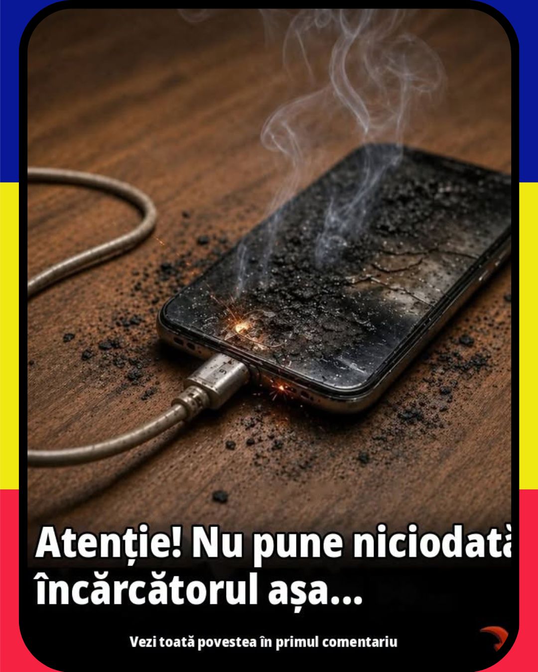 Nu lăsa niciodată încărcătorul așezat așa